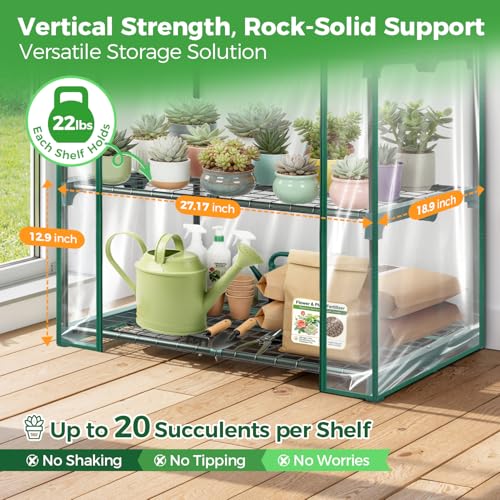 Mini Greenhouse for Outdoors Indoor: 27 x 19 x 62-Inch Ohuhu Small Green House with 4 Tier Shelves, Portable Plastic Greenhouses with Heavy Duty Transparent PVC Cover for Seedling Patio Porch Balcony - color: Clear, size: 4 Tier Single Layer Roof
