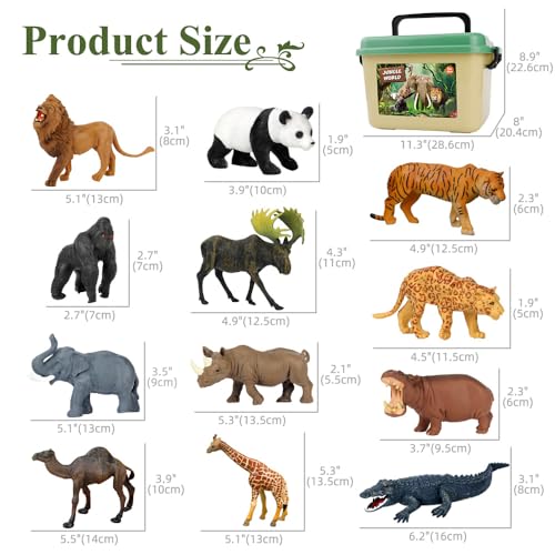 Mini Tudou Safari Animals Figures & 57x38.6'' Play Mat for Kids Toddler 3-5