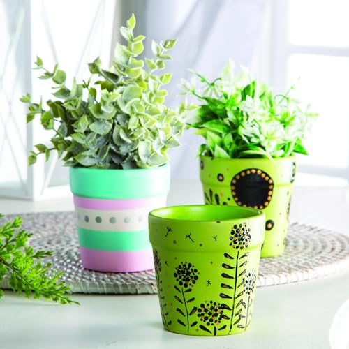 Fun Express Mini Flower Pots Ceramic, Unpainted White, 3 Inch, Set of 12