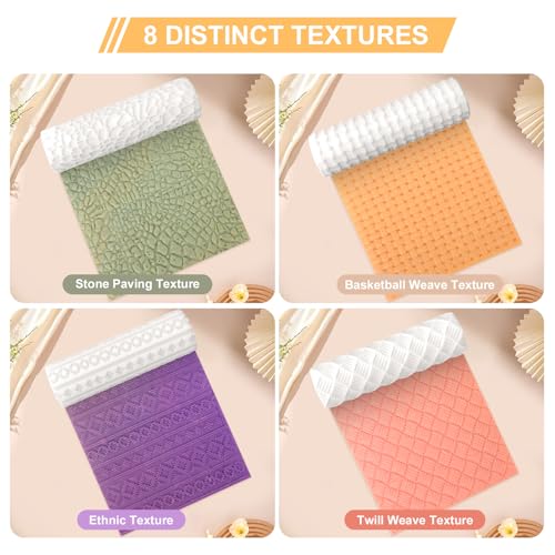 8 Pcs Non-Stick Polymer Clay Texture Rollers (Basic Texture) - color: Basic Texture