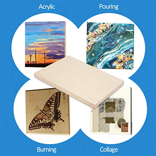 Falling in Art 4 Pack 9x12’’ Unfinished Birch Wood Panels Kit for Painting - size: 9'' x 12'' Studio