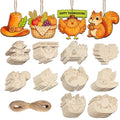 80Pcs Unfinished Fall Ornament Wood Crafts,Wooden Thanksgiving Cutouts - color: Thanksgiving