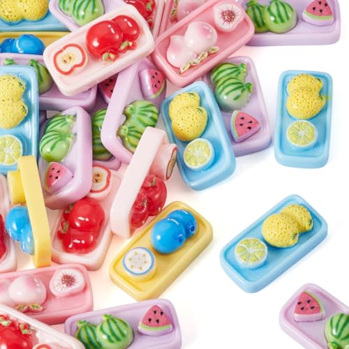 FASHEWELRY 30Pcs Mini Fruit Platter Miniature Dollhouse Accessories Resin Food Kitchen Tableware Models Display Ornaments for Fairy Garden Playhouse Micro Landscape Decoration - color: Fruit Platter