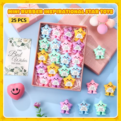 Gejoy 25 Pcs Mini Rubber Colorful Star Toys Positive Mini Stars Figures - style: Colorful Star