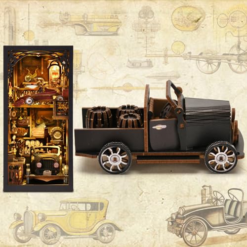 TOYQI Book Nook Kit for Adult, DIY Miniature Dollhouse Kit, Car Models - color: Car Players