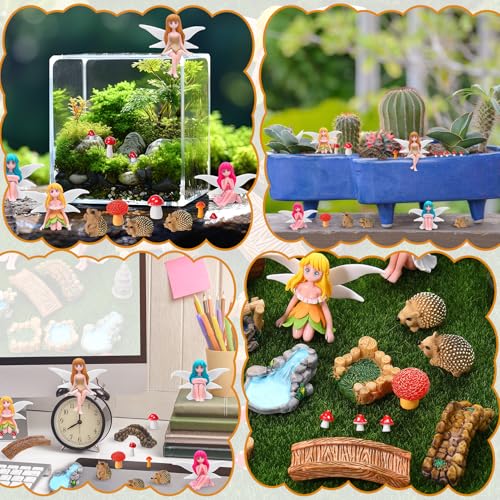 28Pcs Fairy Garden Accessories, Miniature Garden Ornaments - color: Red+brown