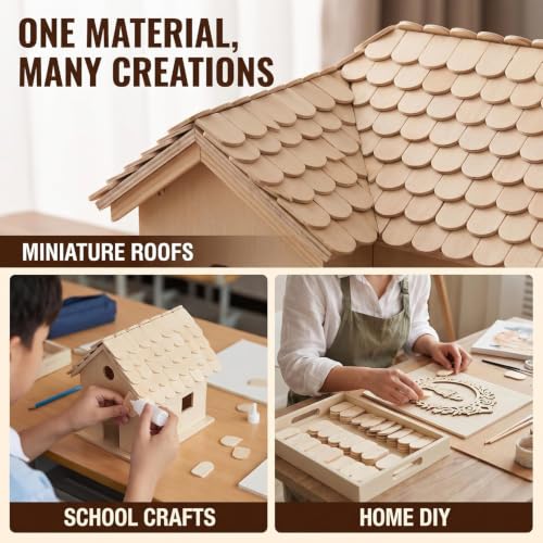 12Pcs 1/12 Dollhouse Household Miniature,Wooden Roof Tiles DIY Miniature Room Painting Accessories Dollhouse Décor Accessories