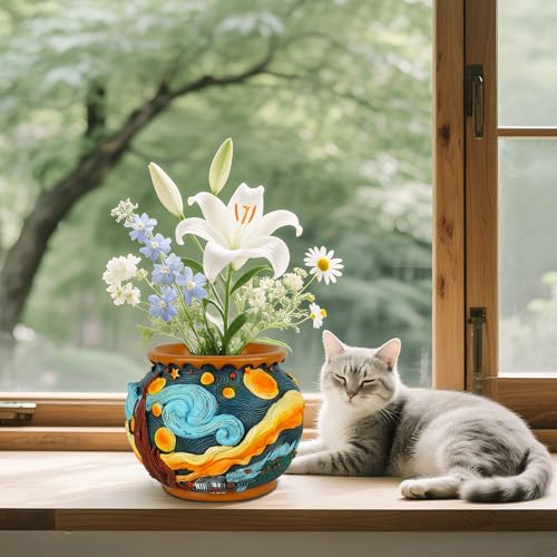 Starry Night Planters for Indoor Plants - 5.4inch Unique Flower Pot - color: Colour-b