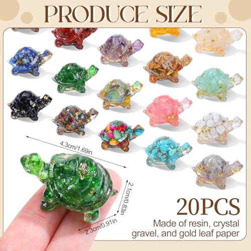 20pcs Crystal Figurines Glass Statue Resin Animal Statues Miniature Decorative Gravel Animal Collectible Figurines Table Home Shelf Decor Gifts for Animals Women Lovers (Turtle) - style: Turtle