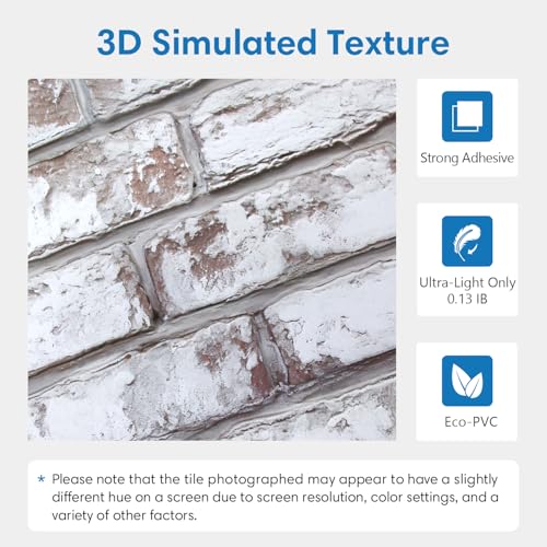 COMSTICKC 3D Peel and Stick Faux Brick Wall Panels for Quick DIY Wall Decor - color: Gray White-1