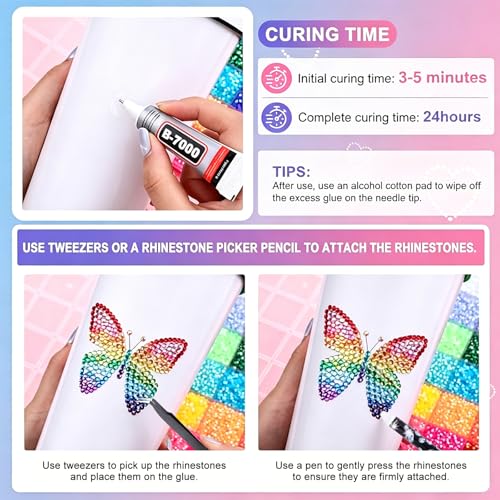 36000 Pcs Resin Rhinestones Kit for Bedazzling - 30 Colors SS10 Flatback Gems with 4 Bottles 15ml B7000 Glue & Tools - DIY Craft Kit for Nail Art, Sneakers, Phone Cases & Blind Box Figures (3mm)