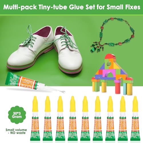 30 X 3G Multipack Superglue Cyanoacrylate Adhesive, Instant Bonding Mini Single Use Tubes for Plastic, Wood, Metal, School Crafts, Rhinestone Jewelry Permanent Repair - style: 30 X 3G，New