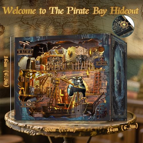 NookMaster Book Nook Kit, 3D Wooden Puzzle for Adults (Pirate Bay) - color: Pirate Bay