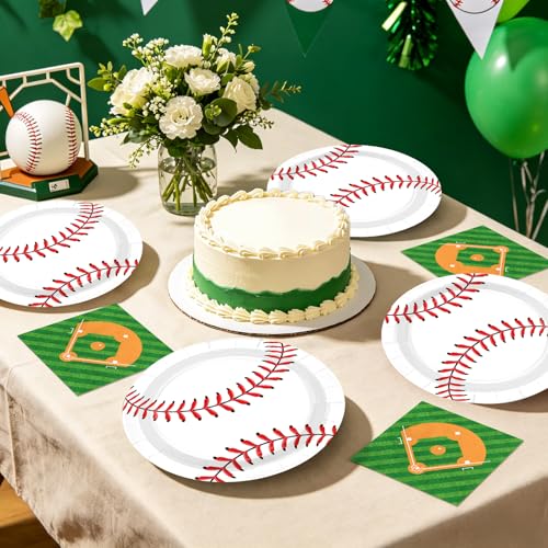 100 Pcs Baseball Party Decorations Sport Themed Plates Serves 50 - style: Baseball Plates