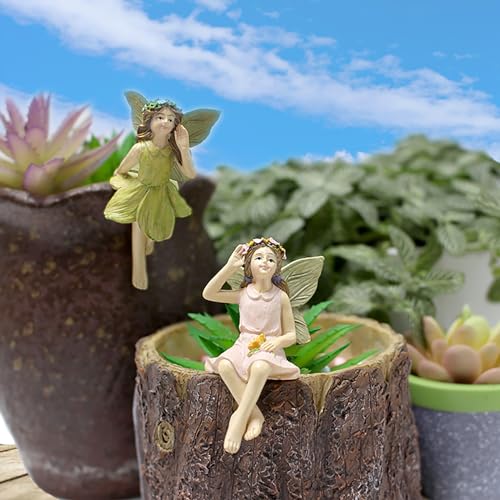 CUIWEI 5 Pcs Mini Garden Figurine Set Miniatures Fairies Statues Without a Stick for Outdoor Lawn Yard Home Decor Lovely Resin Fairy Flower Pot Angel Accessories - style: Garden