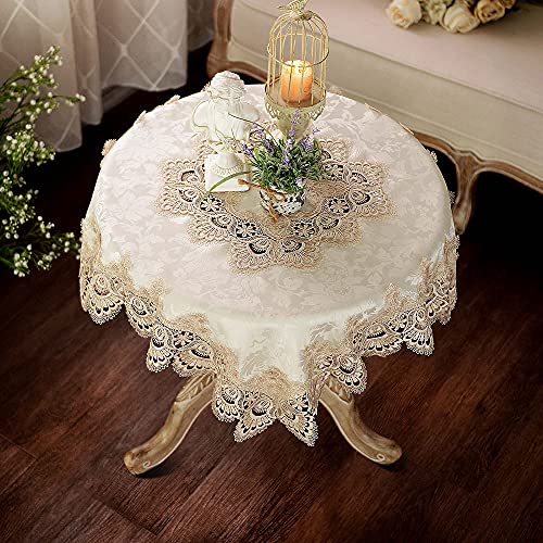 ARTABLE Light Brown Lace Square Tablecloth Small Table Topper 33 x 33 Inch - color: Light Brown, size: 33" x 33" (Square)