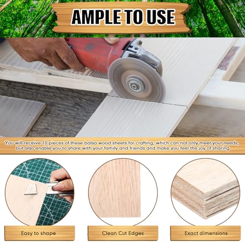 Namalu 10 Pack Unfinished Balsa Wood Sheet DIY, 12 x 4 x 0.06 Inches-1.5 mm - size: 10 Pack - 12 x 4 x 0.06 Inches-1.5 mm
