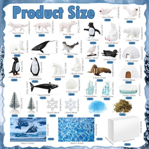 48 Pcs Arctic Animal Diorama Kit Habitat Project Box Set - color: Polar