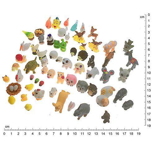 Miniature Animals 65pcs Mini Resin Decoration Set for Childrens Birthday Party Kids Presents Doll House Pretend Play Toys DIY Garden Flowerpot Succulent Planter