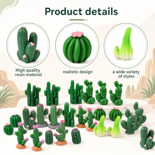 36pcs Mini Resin Cactus Figurines Miniature Resin Cactus 12 Styles