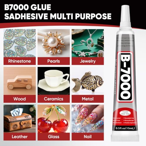 6 PCS 15ml B7000 Rhinestone Glue Clear for Bedazzling with Precision Tip