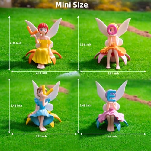 4Pcs Mini Fairy Figurines Set, Fly‑Wing Girl Fairy Accessories