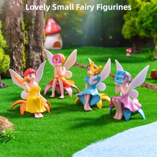 4Pcs Mini Fairy Figurines Set, Fly‑Wing Girl Fairy Accessories