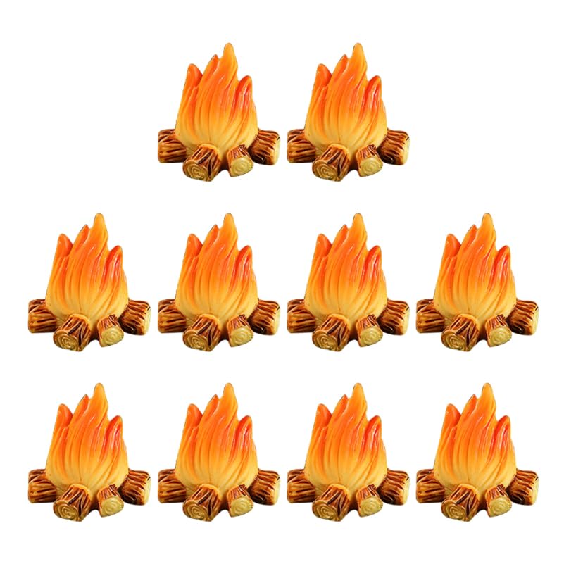 SHINEOFI 10Pcs Miniature Campfire Set - Realistic Bonfire Models for Fairy Gardens, Terrariums, Dollhouse Scenes, DIY Craft Projects, Flower Pot Decor, Mini Landscape Displays