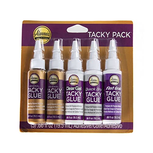 Aleene's Tacky Glue Trial Pack, Craft Glue, 5 Pack 0.66 oz Each