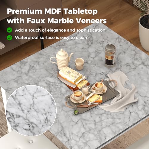 Giantex Dining Table Set for 4, Counter Height Dining Set with 4 Bar Stools, Space-Saving Kitchen Table Chairs Set for Small Place, Dinette, Breakfast Nook (White) - color: White