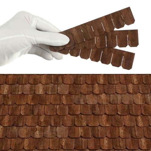 Miniature Roof Shingle Strips for 1:12 Scale Dollhouse Roofing - color: Brown Oak