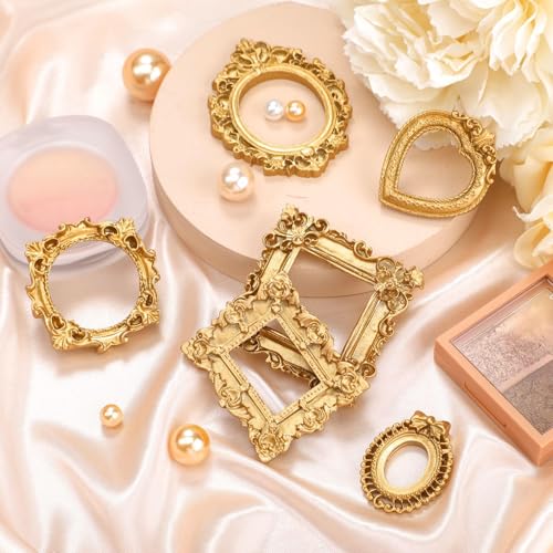Remerry 12 Pcs Mini Picture Frames Vintage Resin Antique DIY Frame,Gold - color: Gold