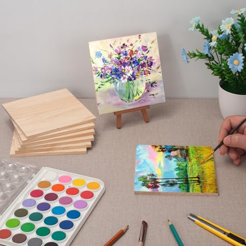 Wooden Blocks for Crafts, 6″ X 6″ Wood Blocks Squares for Crafts1/4″ Thick, 8 PCS Blank Wooden Boards for Crafting, Unfinished Wood Planks Pieces Panels for Paintings, DIY Signs, Woodworking - size: 6″x6″x1/4″ - 8PCS