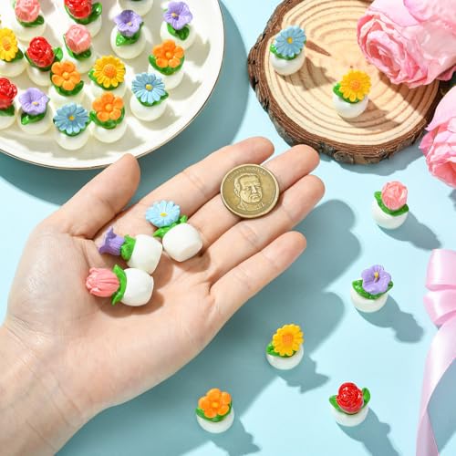 Stiesy Flower Pot Miniature Decorations 30Pcs, 6 Styles Mini Sizes Resin Plant Figurines for Home Office Desk Decor and Mini Garden Displays - color: Flower Pot-6 Styles-30pcs
