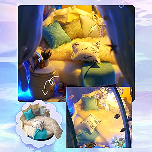 GuDoQi DIY Miniature Dollhouse Kit, 1:24 Scale Tiny House with Furniture, Great Gift for Birthday Christmas Day, Sweet Home of Mermaid Princess - color: Sweet Home of Mermaid Princess