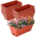 Window Box Planter,12Pack Plastic Vegetable Flower Planters Boxes - color: Brick Red, size: 16.6 x 7 x 5.9 inches