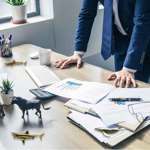 3Pcs Vintage Solid Brass Miniature Animal Figurine Desk Animal Ornament for Pet Enthusiasts Exquisite Collectible and Home Décor Accent (Shark + Whale 3 pcs) - color: Shark + Whale 3 Pcs