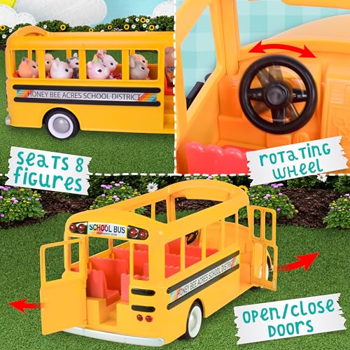 Honey Bee Acres Sunshine School Bus - Lights and Sounds with Doll - Ages 3+ - style: School Bus