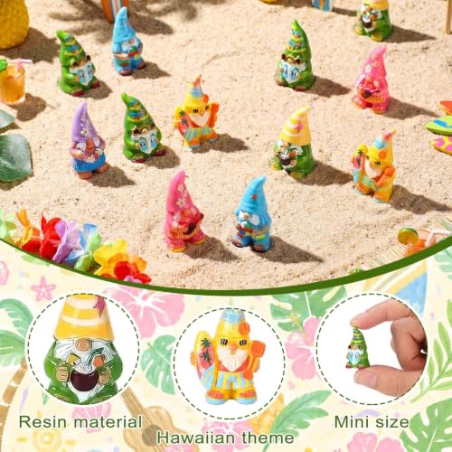 Yaomiao 60 Pcs Mini Hawaii Gnome Figurines Bulk Resin Gnome Statues - style: Hawaii Gnome