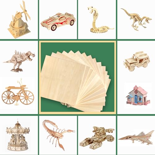 24 Pack 12"x12"Basswood Sheets 1/8",3mm Basswood for Laser Cutting,3mm Plywood Unfinished Wood Craft Wood for DIY Ornaments and Models Drawing Painting Engraving Wood Burning and Laser Cutting