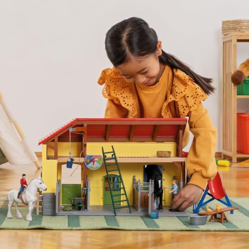 Schleich Farm World - 82Pc Horse Stable Playset - Kids Ages 3+ | 42485