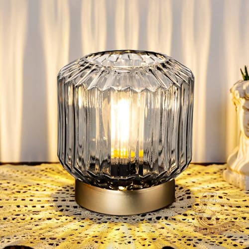 MJ PREMIER Battery Operated Lamp, Small Cordless Lamp with Timer Grey - color: Gray