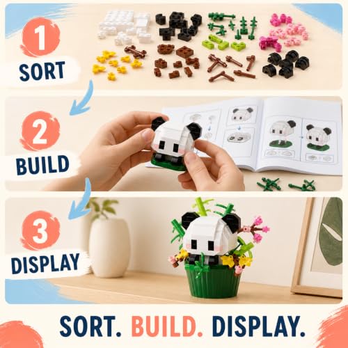 12 Pac Mini Building Block Flower Pot Set for Desk and Shelf Decor