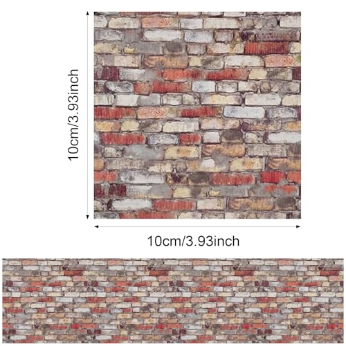 16 PCS Miniature Mini House Floor Tiles Self Adhesive Floor Tiles Faux 3D Brick Wall Paper Sticker for Mini House Decoration, 3.94 Inch, Red Brick B - color: Red Brick B