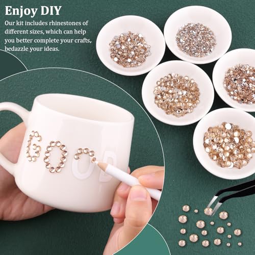 Resin Rhinestones for Crafting with B7000 Jewelry Glue, 1 Box Champagne Flatback Crystals with 3Pcs 10ml Glue for Bedazzling Crafts DIY Nail Art Makeup，Non Hotfix Gems for Clothing Shoes - color: Champagne, size: 1 Small Pack with Glue