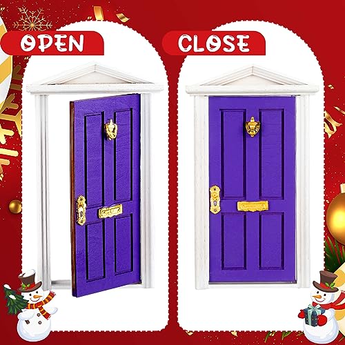 Hungdao 20 Pcs Christmas Fairy Door Wooden Miniature Decor, Purple - color: Purple