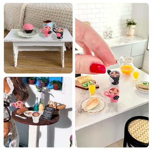 FASHEWELRY 16Pcs Mini Coffee Cups Resin Coffee Mug Model White Black Pink Tea Cup Halloween Dollhouse Miniatures for Keychain Dollhouse Party Decor Ornaments - color: 4 Colors-coffee Cups