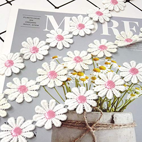 Honbay 5 Yards Decorating Lace Embroidered Trim Ribbons for Sewing or Craft Decoration (Daisy Pink) - color: Daisy pink