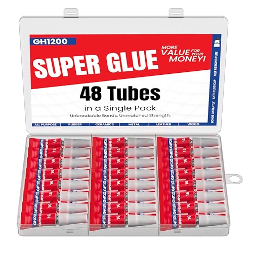GH1200-1 Gram (Pack of 48) Single-Use Super Glue All Purpose, Super Fast, Thick & Strong Adhesive Superglue, Cyanoacrylate Glue for Hard Plastics, DIY Craft, Ceramics, Frame, Leather, Metal Etc - style: 1 Gram x 48 PCs Super Glue