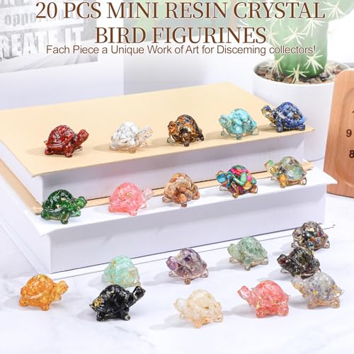 20pcs Crystal Figurines Glass Statue Resin Animal Statues Miniature Decorative Gravel Animal Collectible Figurines Table Home Shelf Decor Gifts for Animals Women Lovers (Turtle) - style: Turtle